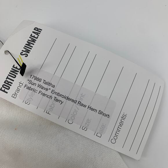2/$30 FORTUNE Swimwear Shorts Size S Talitha Sun Wave Embroidered Raw Hem - Picture 4 of 8